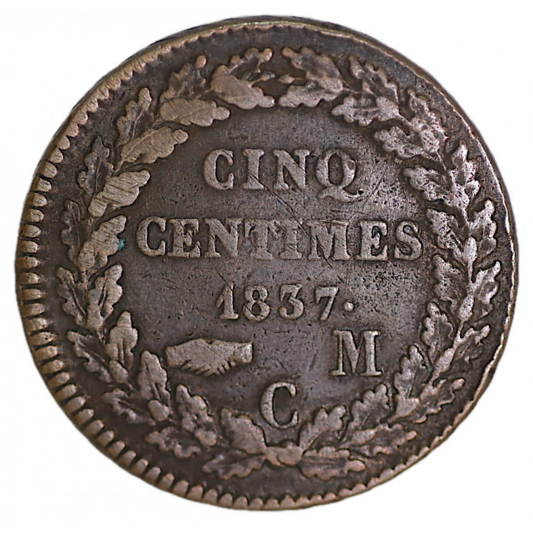 5 Centimes Monaco 1837 MC, Honore V