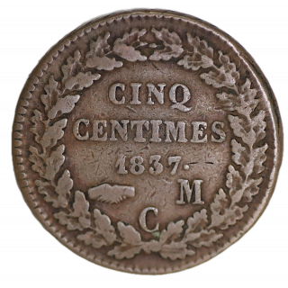 5 Centimes Monaco 1837 MC, Honore V