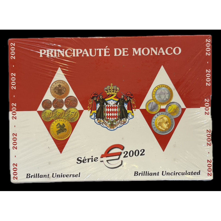 Coffret Brillant Universelle (BU) Monaco 2002, série de 1 centimes à 2 euros