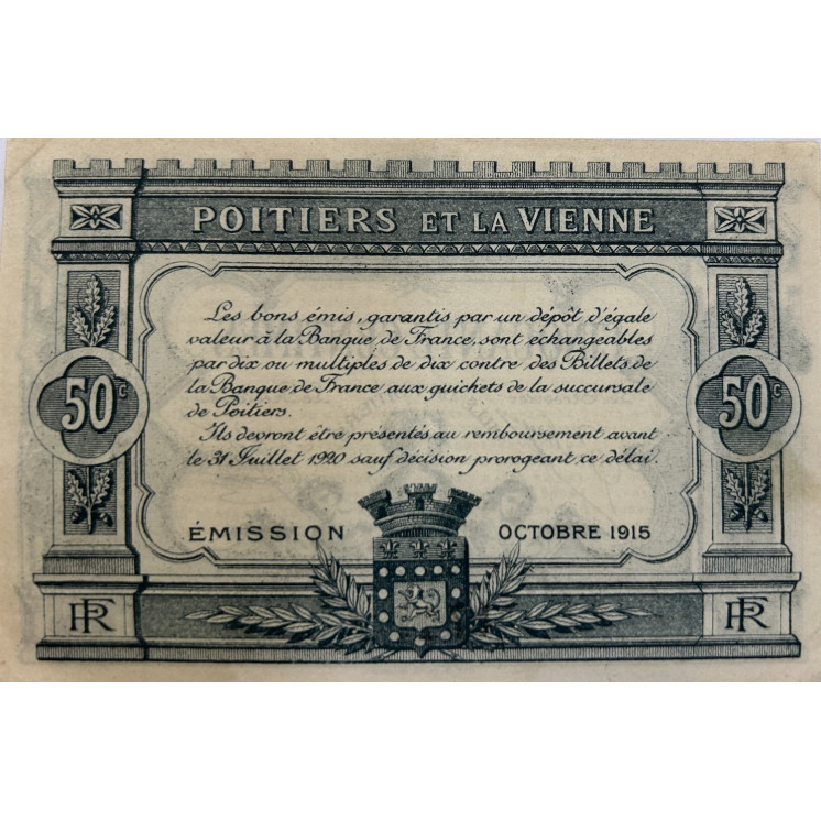 Cinquante centimes, Chambre du commerce de Poitiers et de la Vienne, Octobre 1915