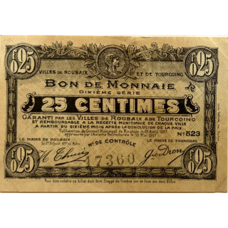 25 Centimes, Bon de monnaie, 1917