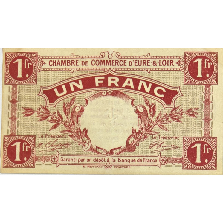 Un Franc, Chambre du commerce d'Eure-et-Loir, 1915