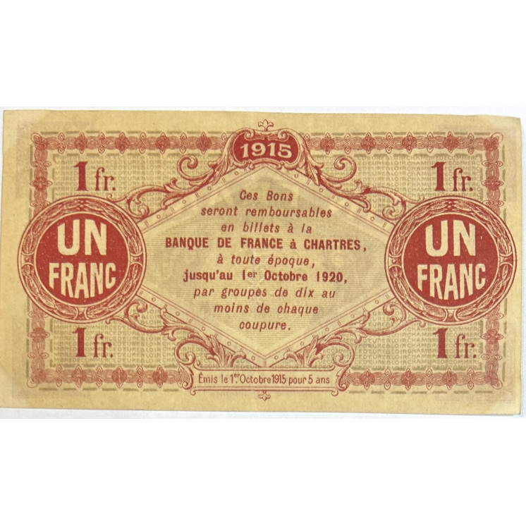 Un Franc, Chambre du commerce d'Eure-et-Loir, 1915