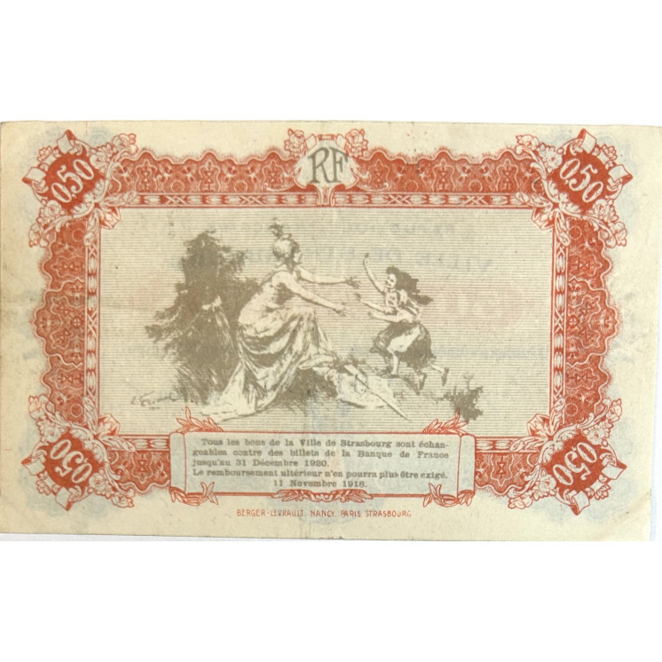 50 Centimes, Ville de Strasbourg, 1918