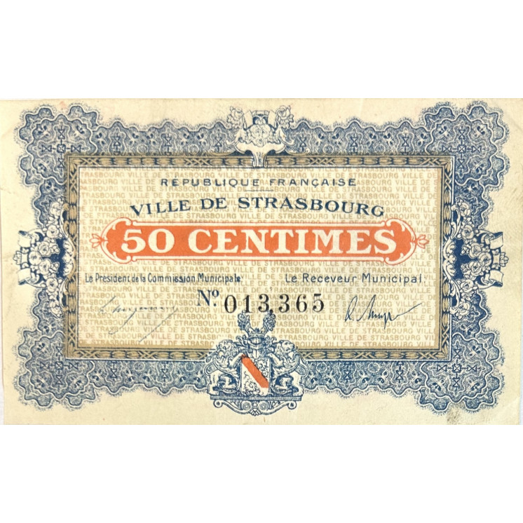 50 Centimes, Ville de Strasbourg, 1918