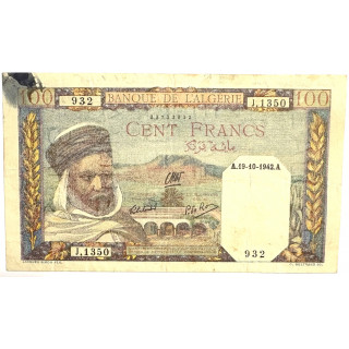 Billet 100 Francs Algérie 19-10-1942