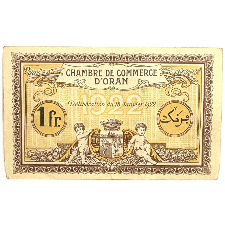 Billet 1 Franc, Chambre de commerce d'Oran, Algérie