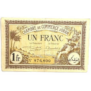 Billet 1 Franc, Chambre de commerce d'Oran, Algérie