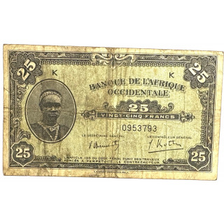 Billet 25 Francs Afrique occidentale 14 décembre 1942