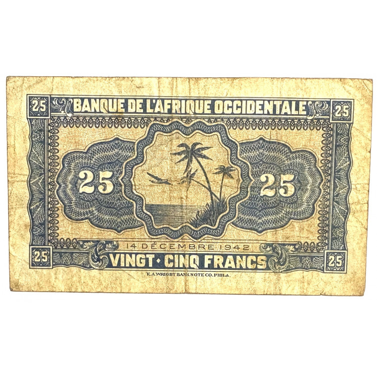 Billet 25 Francs Afrique occidentale 14 décembre 1942