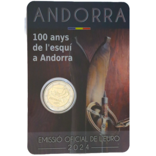 2024 - Andorre, Coincard 2 euros centenaire du ski en Andorre