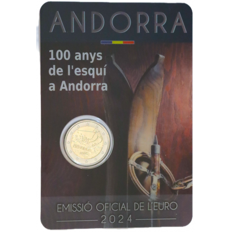 2024 - Andorre, Coincard 2 euros centenaire du ski en Andorre