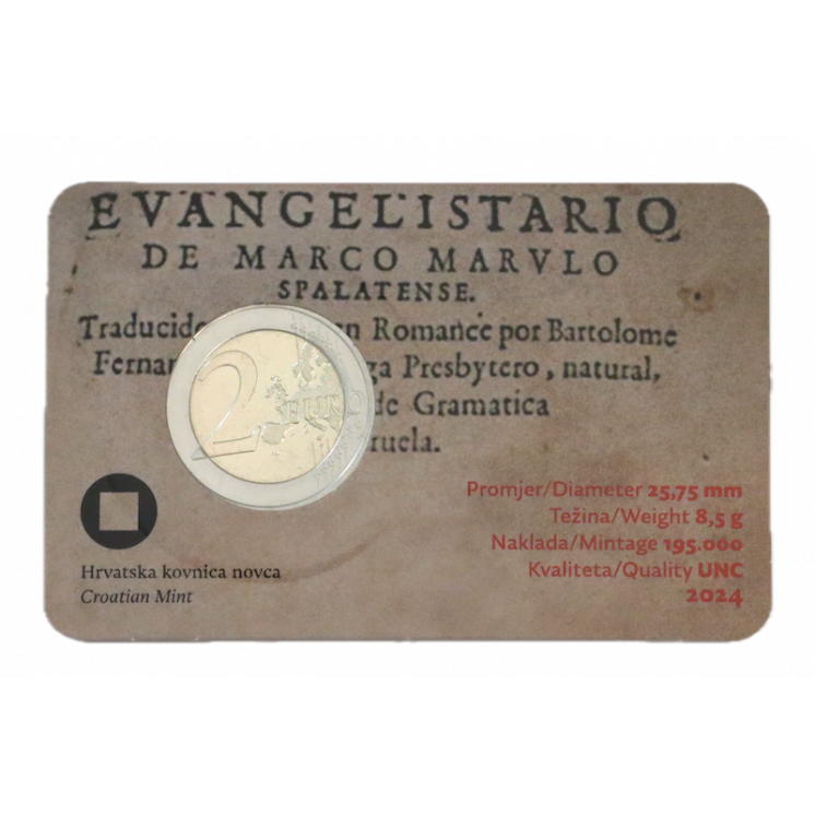 2024 - Croatie, Coincard 2 euros Marko Marulic