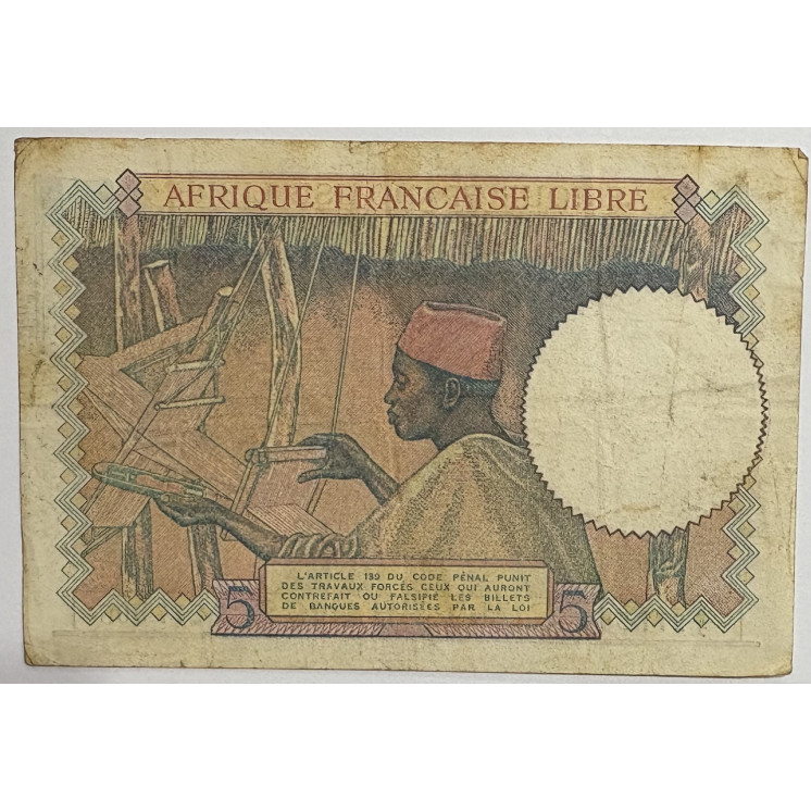 Billet de 5 Francs Afrique Française Libre