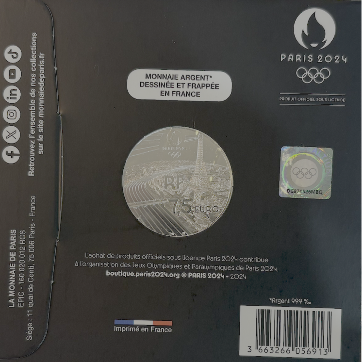 2024 - 7,5 Euros La Flamme Olympique, Argent, Monnaie de Paris