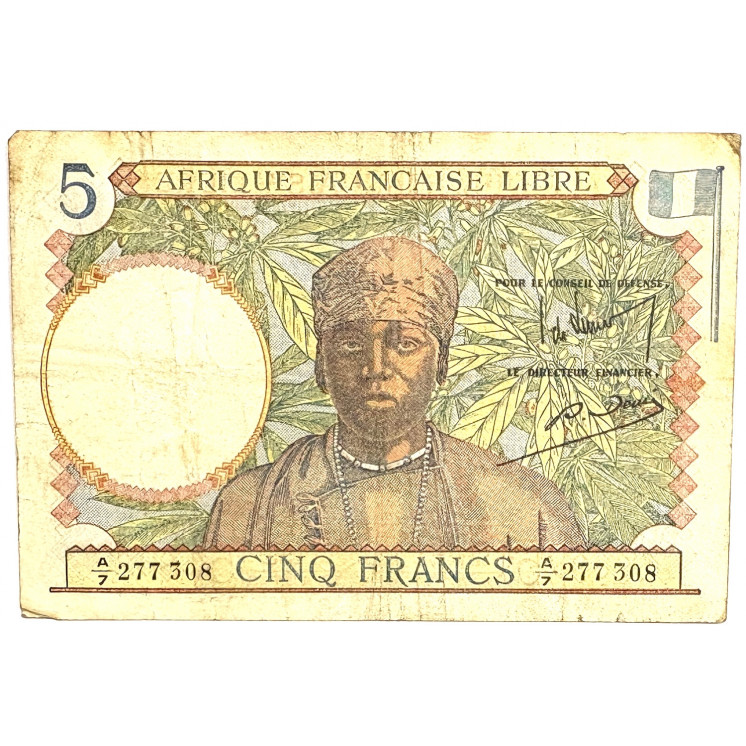 Billet de 5 Francs Afrique Française Libre