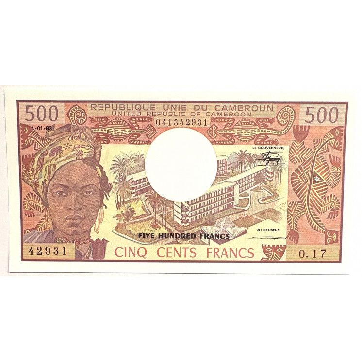 Billet de 500 Francs du Cameroun 1-01-83