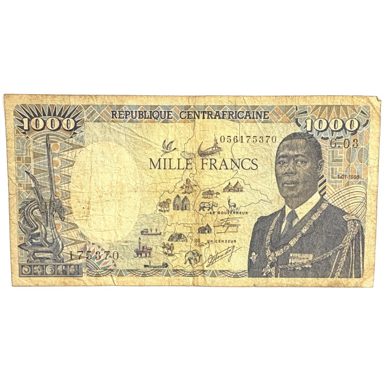 Billet 1000 Francs République centrafricaine 1-01-1986