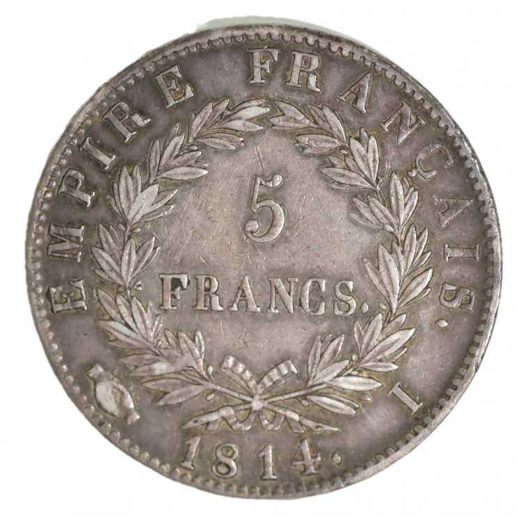 5 Francs 1814 I (Limoges) Napoléon 26392 exemplaires