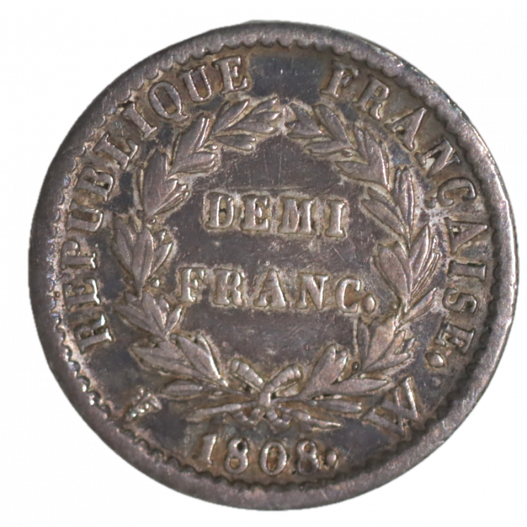 Demi Franc 1808 W (Lille) Napoléon Ier