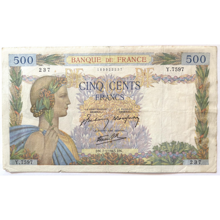 500 Francs, La Paix, 7-1-1943