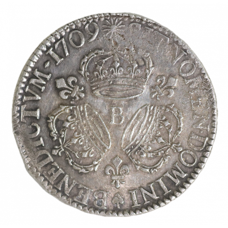 Écu aux 3 couronnes 1709 B (Rouen) Louis XIV