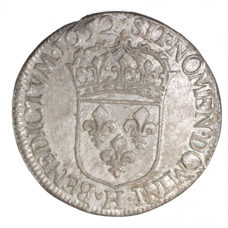 1/2 Écu à la mèche longue 1652 H (La Rochelle) Louis XIV