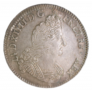 1/2 Écu aux 8 L 2ème type 1704 C (Caen) Louis XIV