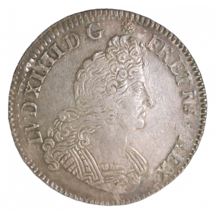 1/2 Écu aux 8 L 2ème type 1704 C (Caen) Louis XIV