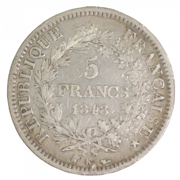 5 Francs Hercule 1848 K (Bordeaux) IIème République