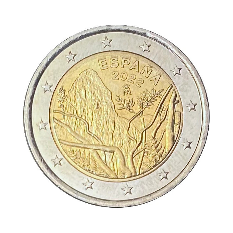 2023 - Espagne, 2 euros Unesco, Parc de Garajonay