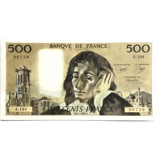 Billet 500 Francs Pascal 6 1 1983, France