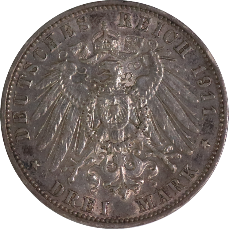 Allemagne - Saxe, 3 Mark 1911 E