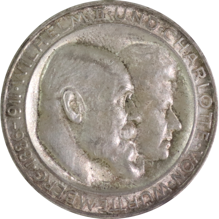 Allemagne - Wurttemberg, 3 Mark 1911 F