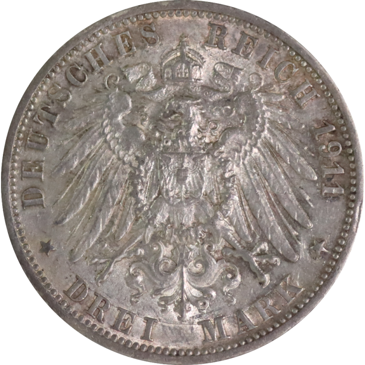 Allemagne - Wurttemberg, 3 Mark 1911 F