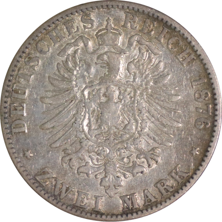 Allemagne - Baden, 2 Mark 1876 G, Friedrich I Grand Duc (1856-1907)