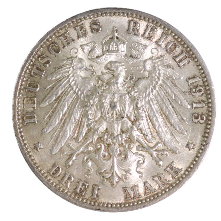 Allemagne - Saxe, 3 Mark 1913 E
