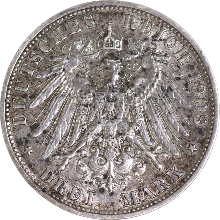 Allemagne - Bavière, 3 Mark 1908 D