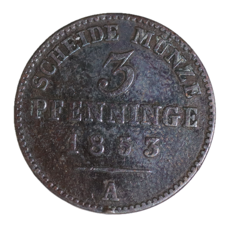 Allemagne - Prusse, 3 Pfennig 1853 A