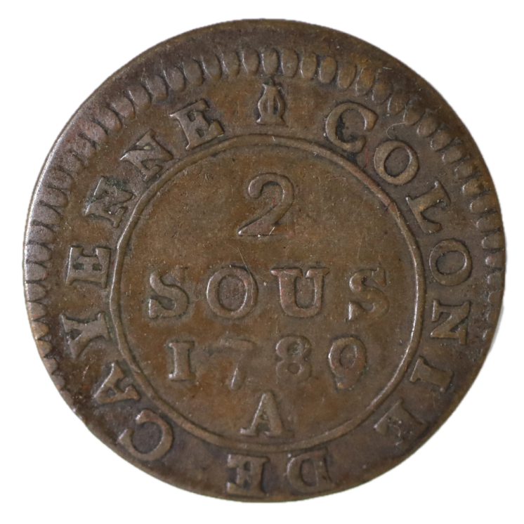 Guyane - Louis XVI (1774-1793), 2 Sous 1789 A (Paris)