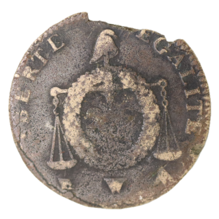 France - Convention (1792-1795), 2 Sols aux balances, cassure de flan