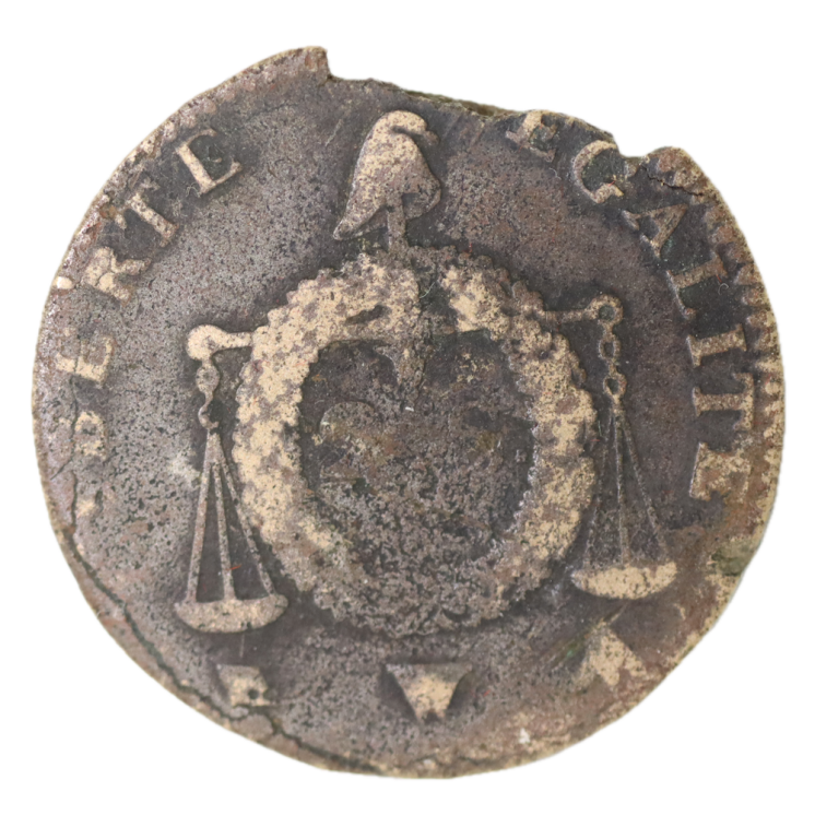 France - Convention (1792-1795), 2 Sols aux balances, cassure de flan