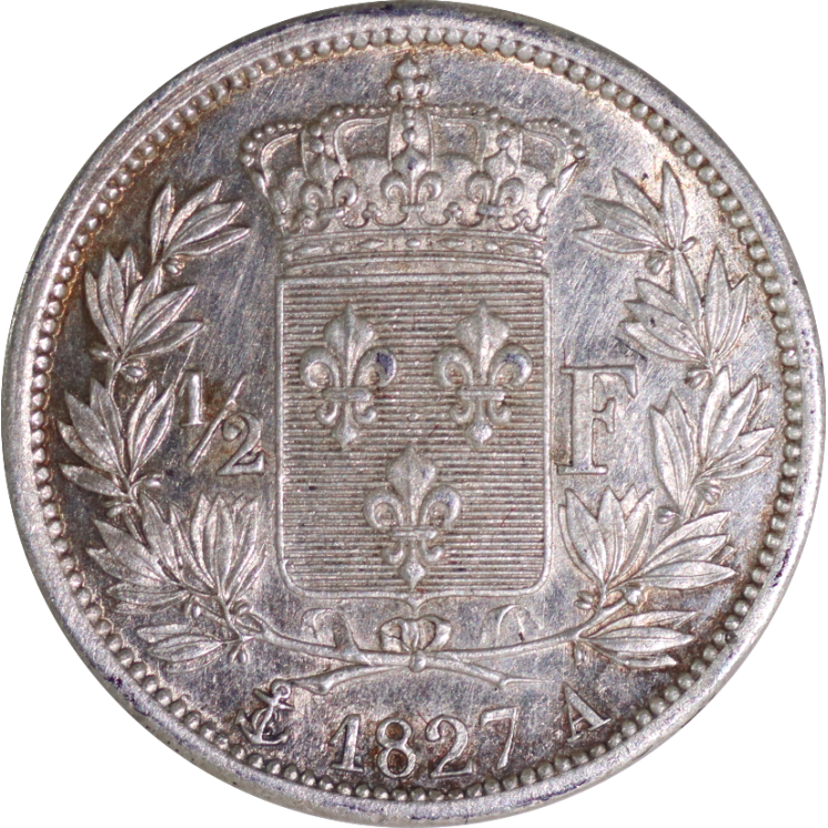 France - Charles X, 1/2 Franc 1827 A (Paris) Sup