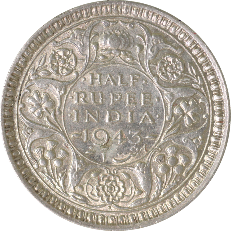 Inde - Georges VI, 1/2 Rupee 1943
