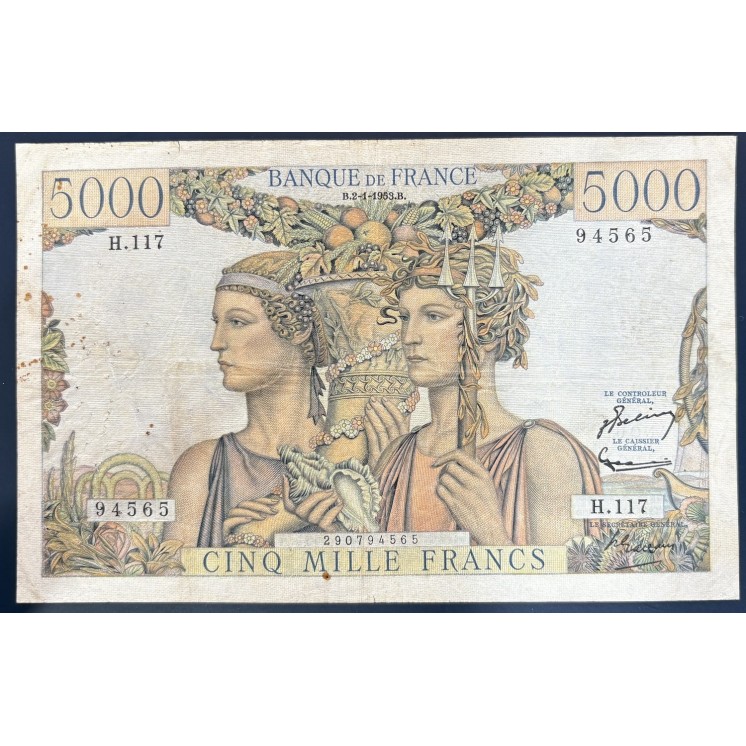 Billet de 5000 Francs Terre et Mer B.2-1-1953