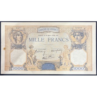Billet 1000 Francs Cérès et Mercure 30 Mars 1939