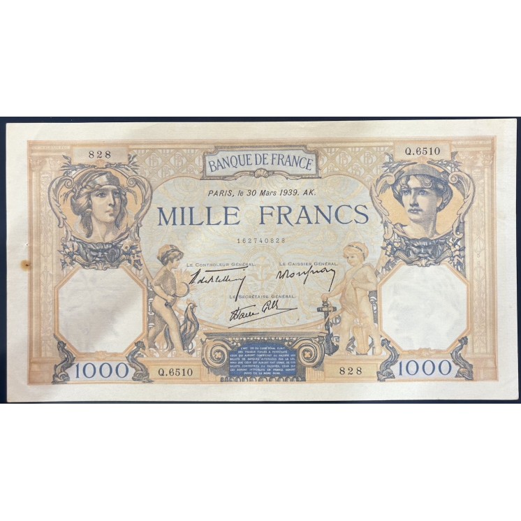 Billet 1000 Francs Cérès et Mercure 30 Mars 1939 . AK