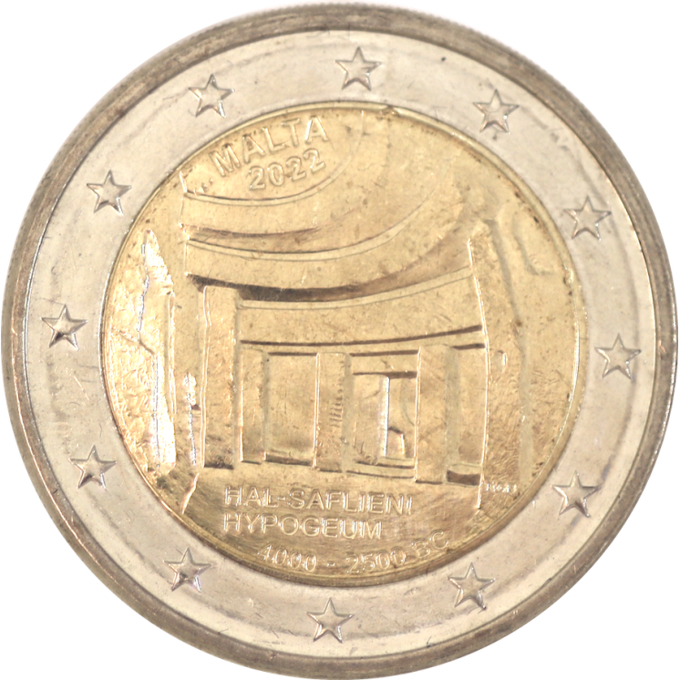 2022 - Malte, 2 euros Temples de l'Hypogée de Hal Saflieni