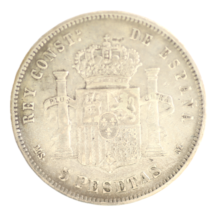 Espagne - Alphonse XII (1875-1885), 5 Pesetas 1884 MSM, Madrid