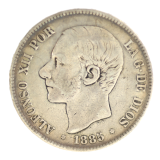 Espagne - Alphonse XII (1875-1885), 5 Pesetas 1885, MSM Madrid